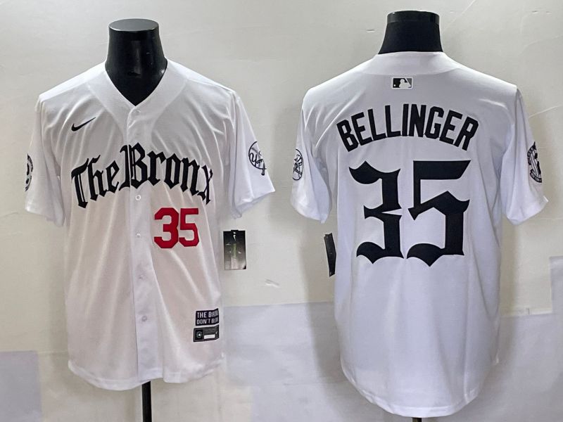 Men 2025 New York Yankees #35 Bellinger White Five generations Joint Name Nike MLB Jersey style 3